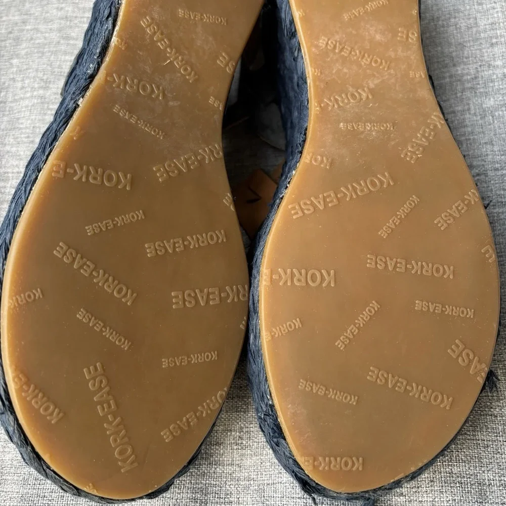 Kork-Ease Ande Sz 8 Espadrille Navy Leather Platform‎ Sandals Comfort